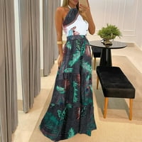 Dress od zlekejiko Ispis Women Tropical Backlex Maxi Halter Haljina bez rukava Ženska haljina bez rukava