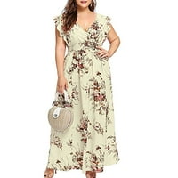 Clearsance Ljetne haljine za žene bez rukava cvjetna casual gležnja duljina sunčanja V-izrez haljina