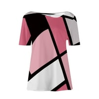 Apepal ženski casual majice kratkih rukava Asimetrični V izrez na vrhu labavi FIT Tunic Bluze Pink XL