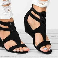 Kaicj ženske sandale Ženske pletene ravne sandale Strappy Dressy Sandals klizne na memorijske pjene klizne sandale, crna