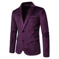 Leesechin Men Casual Solid One gumb Blazer Omotač za ovratnik dugih rukava Jakna ljubičasta 2xL