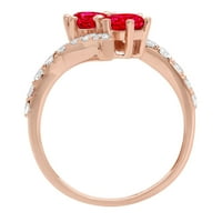 1.98ct okrugli rez crveni simulirani ruby ​​18k ružičasta ruža zlato egraviranje egraviranja bridalnih godišnjica Angažman vjenčanog prstena veličine 4,25