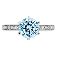 1.71ct okrugli rez plavi simulirani dijamant 18k Bijelo zlato Graviranje Izjava bridalne godišnjice Angažovanje vjenčanog prstena veličine 9.25