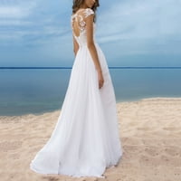 Ženska elegantna vjenčanica čipka V-izrez večernja haljina bridalna haljina haljina