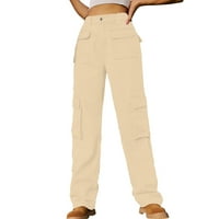 Aherbiu Cargo Traperice za žene Elastične visoke struke traper pantalone s multi džepovima klasične
