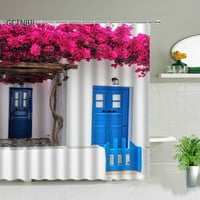 Cvijeće Pejzažne tuširane zavjese retro stil ruralni ulica scenografije kupatilo Dekor Dekor Poliester