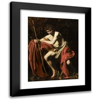Caravaggio crni moderni uokvireni muzej umjetnički print pod nazivom - Sveti Jovan Krstitelj u divljini