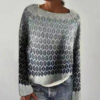 Zunfeo džemper za žene - pulover Klintni vrhovi dugih rukava Crew Crw Vintage Relapoženi fit tiskani udobni pad vrhova crna l