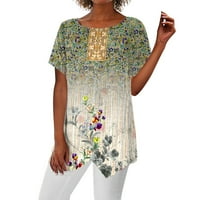 Ferernal ženska ljetna bluza za bluzu za rubu s kratkim rukavima casual osnovni okrugli vrat Nepravilni