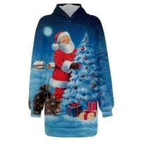 Haljine za božićne kapuljače za žene Modni novost Xmas Tree Reindeer Snowman Duge rukav Tunička haljina