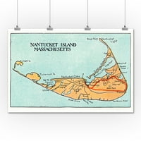 Nantucket, Massachusetts, Karta otoka, Vintage Map
