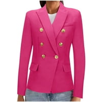 Žene Blazer zimskog malog odijela Houndstooth stil odijelo dvostruki kaput, vruće ružičasto l