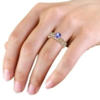 TANZANITE i dijamantski brža zaručni prsten i vjenčani set 1. CT TW u 14K žutom zlatu .Size 5.0