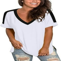 Jeanwpole Ljeto Ženska V-izrez za rušenje V-izreza labava i udobna prozračna struka košulje donje majice
