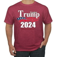 Divlji Bobby, Trump Amerika Tee predsjednik Donald Trump Politički ljudi Grafički tee, Vintage Heather