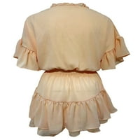 Niuer Dame Mini haljine kratki rukav haljina V izrez za vrat Labavo pune boje narančasta 3xl