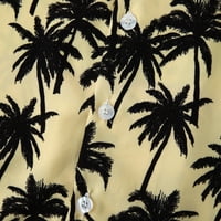 Yuwull Hawaiian tiskana majica za muškarce - tropsko kratkih rukava na plaži Casualww-down majica za