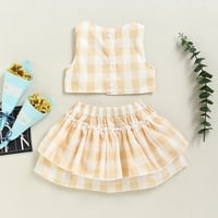 Eczipvz Ljeto odijelo za bebe Set odjeću Toddler Print Girls Majica + Bowknot Cvjetni odjevnici Hraštari Kids Girls Outfits & Set, Yellow