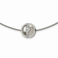 Titanium CZ privjesak s poliranom žicom od nehrđajućeg čelika 17in ogrlica; ; za odrasle i tinejdžere; Za žene i muškarce