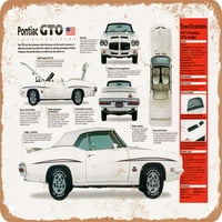 Metalni znak - Pontiac GTO sudija Spec Sheet - Rusty Loot Metal znak
