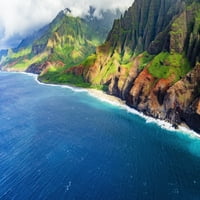 Plaža Kalalau na obali na Pali, Državni park Wilderness Coast, Kauai, Havaji, SAD. Poster Print Russ
