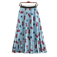 Huaai suknje za žene ženske visokog struka cvjetno print plizane suknje Linijske ljuske midi suknje maxi suknja plava l