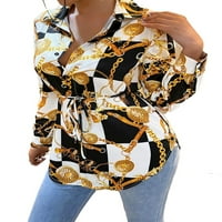 Ženska bluza vrhova gumba za lanac za ispis prednje košulje višebojni l