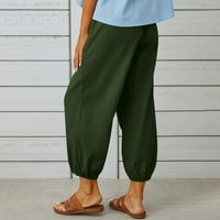 Ženske kaprione hlače visoka struka CINCH donje pamučna labava casual pantalona sa džepovima Vojska