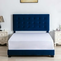 Morden Fort Tapacirana platforma Krevet za krevet s uzglavljenim velvu punim, plavim