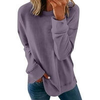 Rong Yun Ženske vrhove Dressy Casual dukseri za žene Žene okrugli izrez Pamučne ženske košulje Ležerne modne majice Žene Ležerne prilike kratkih rukava Light Purple XXXXL