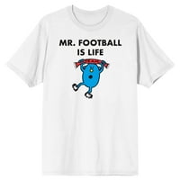 Gospodin Men i Littless Meme, gospodin Fudbal je Life Crew Crt kratkih rukava Muška bijela majica-Medium