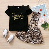 TODDLER Baby Girl Ljetna odjeća ruffle rukave majica Leopard Print suknja Baby Girl Outfit Set 3- godina