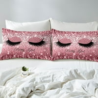 Ružičasti krevet za trepav claret cheetah print pokrovište, prekrasan sjajni posteljina set Twin Luksuzni sekfinovi zaštitni poklopac, ljepota šminka za krevet sa zatvaračem sa zatvaračem
