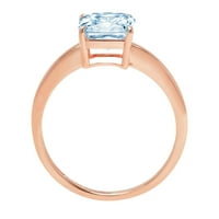 1.5ct Asscher Cut plavi prirodni švicarski plavi topaz 14k ružičasti ružičasto zlato graviranje izveštaja godišnjica Angažovanje vjenčanog prstena veličine 4,25