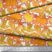 Soimoi Yellow Pamučna voile Tkanina jesen listovi dekor tkanina tiskano dvorište široko