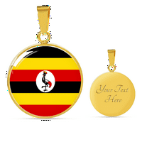 Ogrlica za zaštitu zastava Ugande Krug privjesak od nehrđajućeg čelika ili 18K zlato 18-22