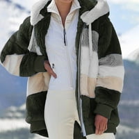 Wendunide zimski kaputi za žene dame zimske kapuljače vrhunske dugih rukava plišana kaput sa patentnim zatvaračem ženske jakne i kaputi vojske zelene xxl