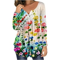 Voncos ženske bluze i vrhovi dugih rukava - modni klirens jesen i zimski casual v vrat tiskani bluze