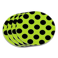 Polka točkice Black Lime Green Coaster set