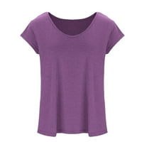 Xihbxyly Clearence Tops Dressy Tank TOP za žene Ženski kapni čapljini tenkovi u vratu Puno boje Casual Majice Loop Fit Basic Bluza # Prime Članstvo Purple S