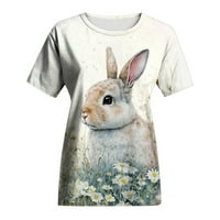 PBNBP ženske uskršnje zečeve 3D print Crewneck kratki rukav majice, ženske majice