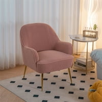 Akcentna stolica, modernu teddy tufted lounge stolica sa podesivim metalnim nogama, udobna tapacirana jednoga kauč stolica za čitanje slobodnog stolice s ergonomskom leđa i rukama za dnevne sobe, ružičaste