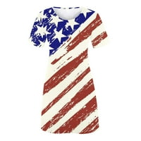 Bvanrty ženski trendi 4. jula Patriotska mini haljina Ležerna američka zastava uzorka Haljina skina