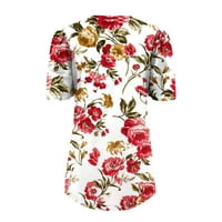Yubatuo Žene vrhovi žene Ljeto kratki rukav ležerni ispisani V-izrez majica za bluze za žene