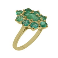Britanci napravili 18k žuti zlatni prirodni smaragdni ženski Obećani prsten - Opcije veličine - veličina