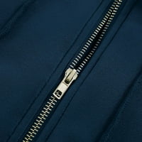 Držite ženske vrpce pune zip up dukseve dugih rukava dukseri s kapuljačom džepova čvrsta jakna kaput za žene mornarice m