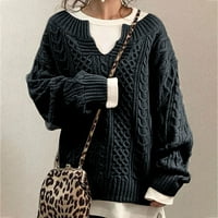 Puntoco Plus Veličina Vrhunska klirenca Žene dugih rukava Solid Boja Top labavi pleteni džemperi Blouse