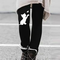 Yinguo Ženske zimske casual gamaše elastične struk Thermal Capris Harmout pantalone hlače Termički otisci