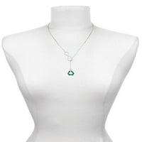 Delight nakit Silvertone zeleni emajl Recikling Simbol Srebrni ton Elegantna Infinity Lariat ogrlica
