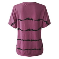 LoyisVidion Women Tops Clearence Women plus veličine Zipper Stripe Print V-izrez Majica kratkih rukava Top bluza Flash Picks Pink 18